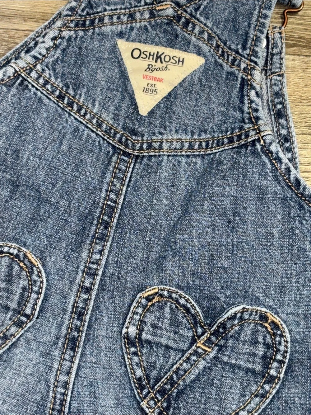 OskKosh B’gosh Denim Heart Embroidered Kids Overalls, sz 18mo